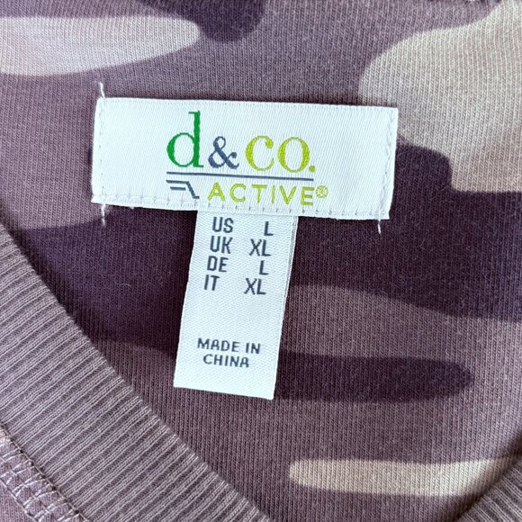 Denim & Co Active Camo French Terry Tunic Top Size L Gray Pockets Long Sleeve - Picture 6 of 13